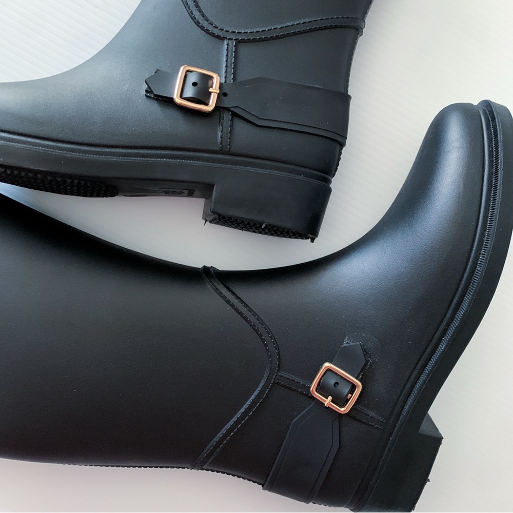 Steve Madden Rainfall Tall Black Rubber Boots Size 7 - Picture 11 of 13